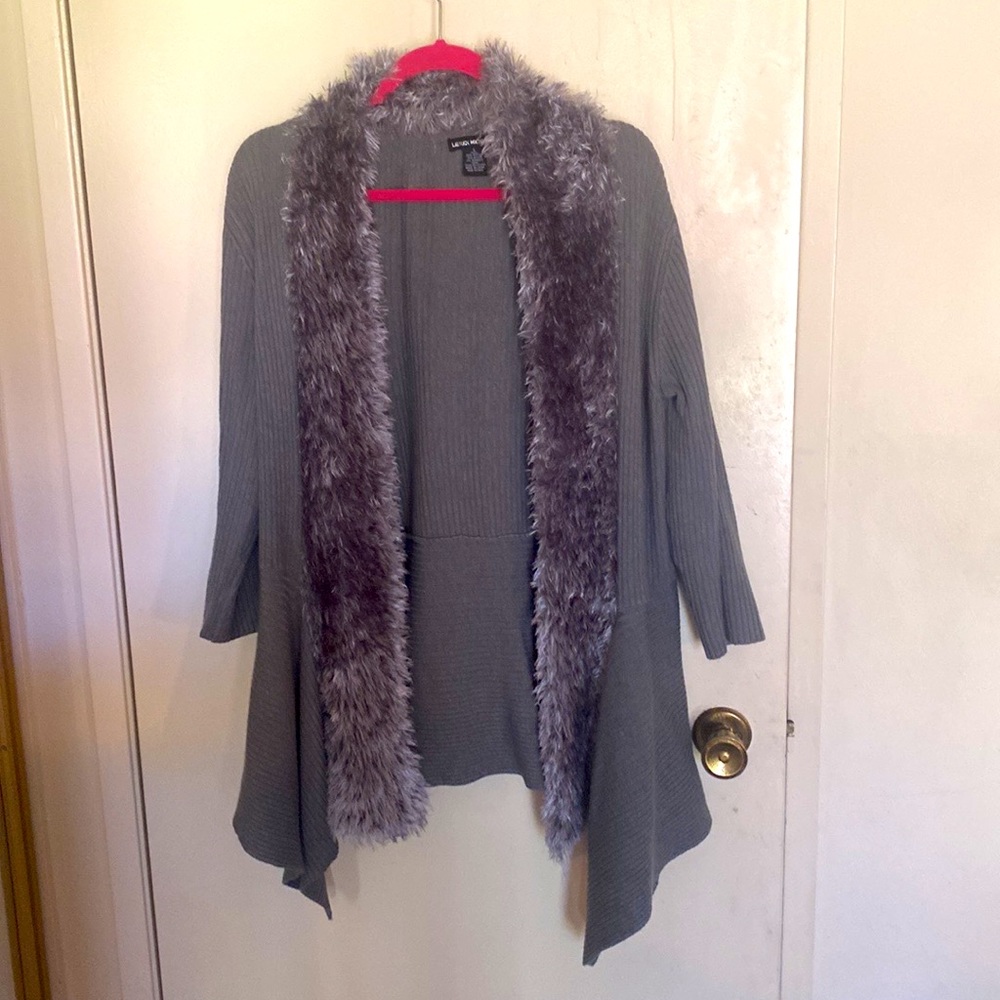grey with fluff sweater
